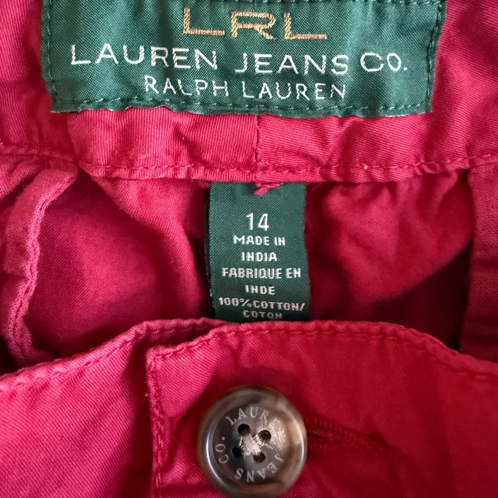 LRL LAUREN JEANS CO Women’s Red Cotton Chino Cotton Straight Leg Pants Sz 14 - Picture 2 of 9